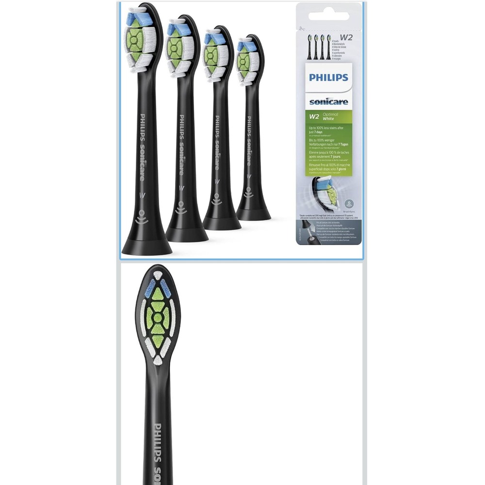 Philips Sonicare W2 Replacement Brush Heads 4 Pack Black NEW